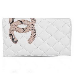 AAA Chanel Leather Snake CC Logo Bi-Fold Wallet 26717 White Online